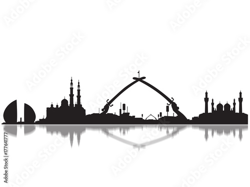 Detailed Baghdad Monuments Skyline Silhouette photo