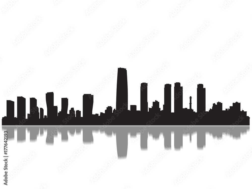 Detailed Incheon Monuments Skyline Silhouette