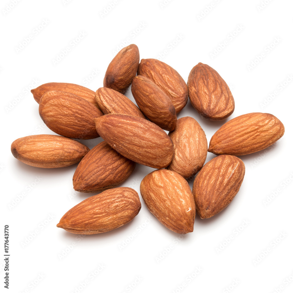 almond nuts isolated on white background close up almond nuts isolated on white background close up