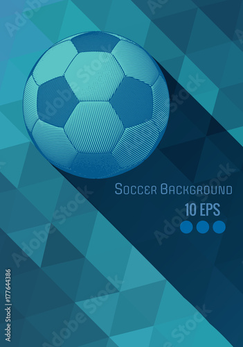 Engraving soccer ball illustration with triangle BG