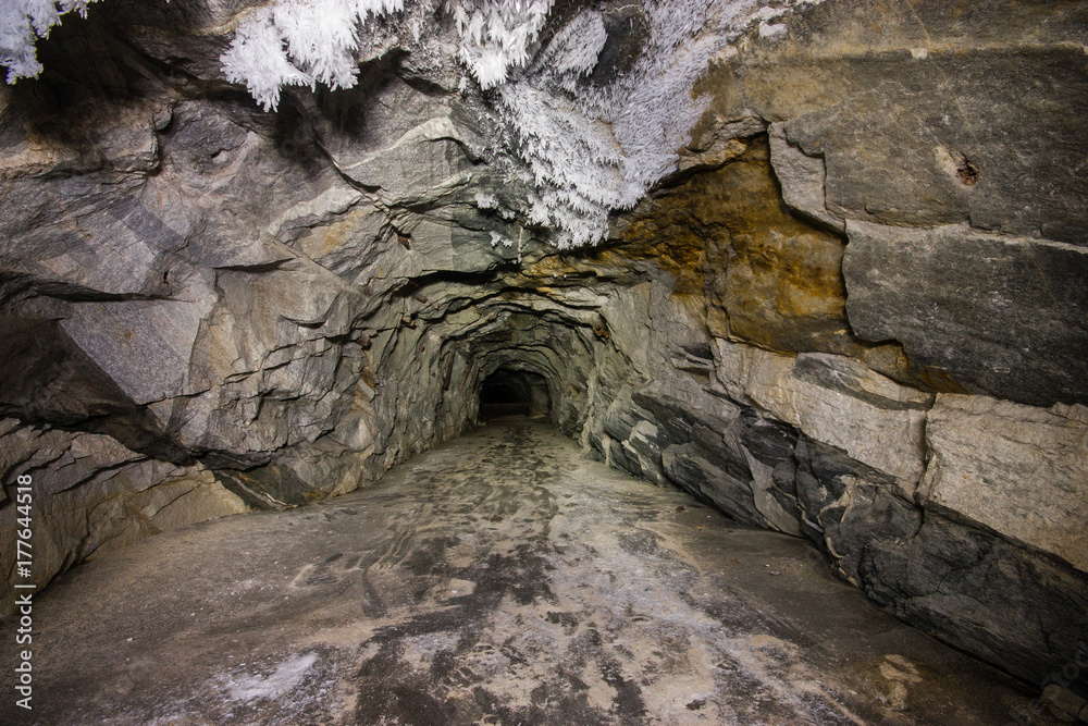 Old abandoned underground ore mica mine shaft tunnel Old abandoned underground ore mica mine shaft tunnel