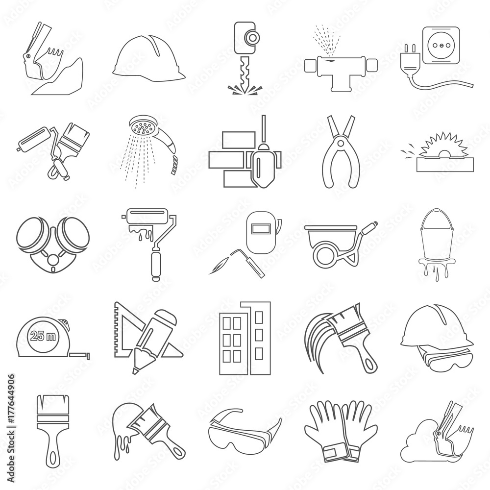 Construction line icons set Construction line icons set