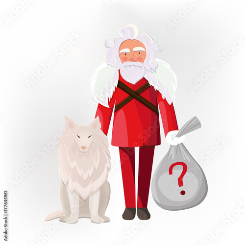 Quadro su tela Santa Claus with dog isolated