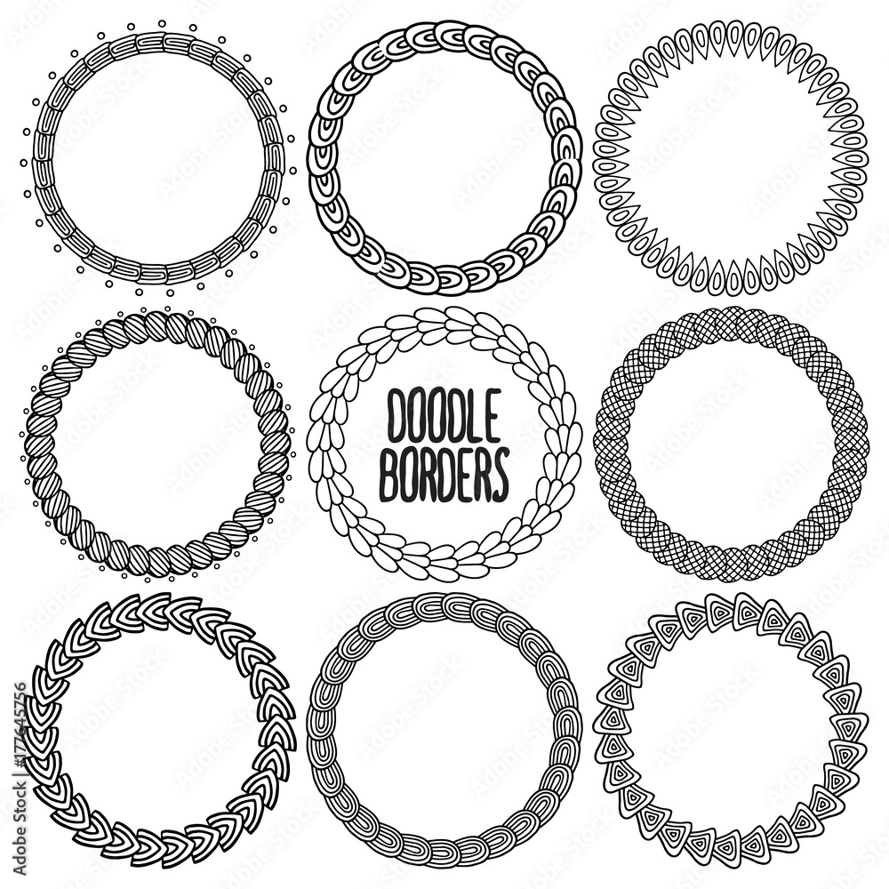 set with doodle borders
