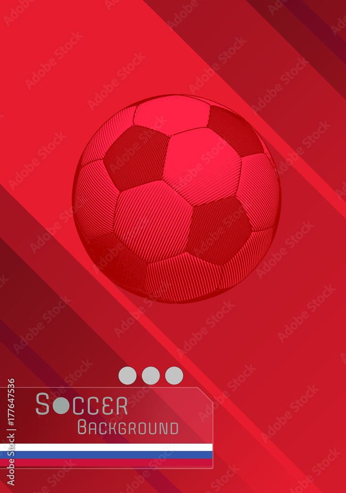 Obraz premium Engraving soccer ball illustration on red BG