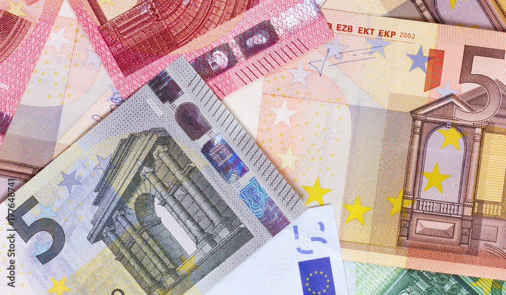 euro money of different denominations abstract background. euro money of different denominations abstract background.