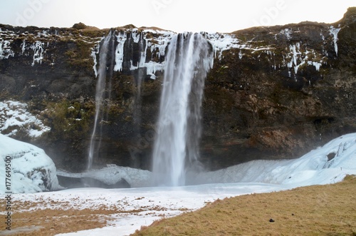                                                                                                   iceland island winter waterfall Seljalandsfoss 