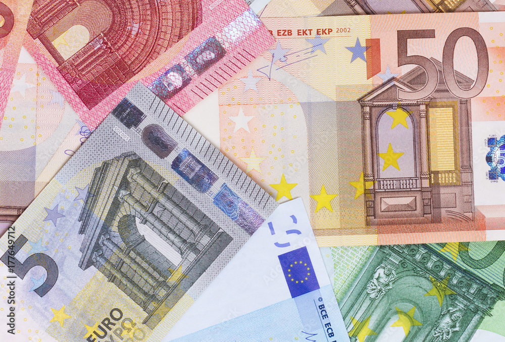 euro money of different denominations abstract background. euro money of different denominations abstract background.
