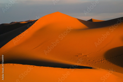 Morocco Merzouga Erg Chebbi sand dunes sunset
