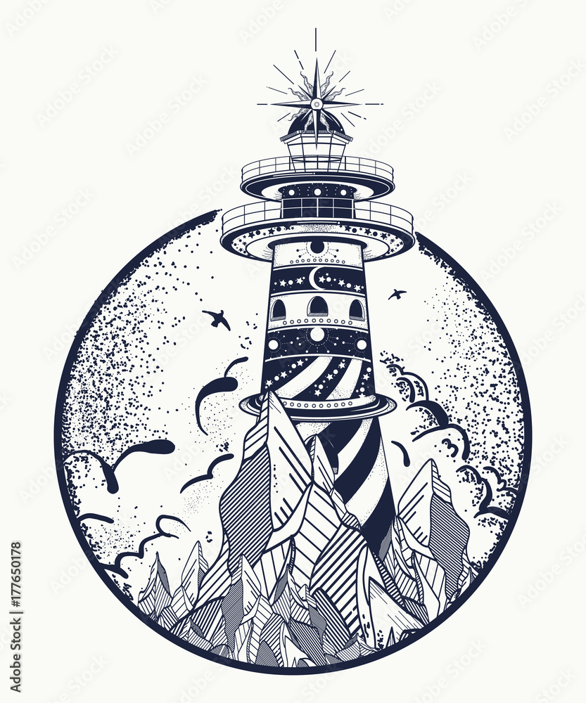 Lighthouse Tattoo Stencil