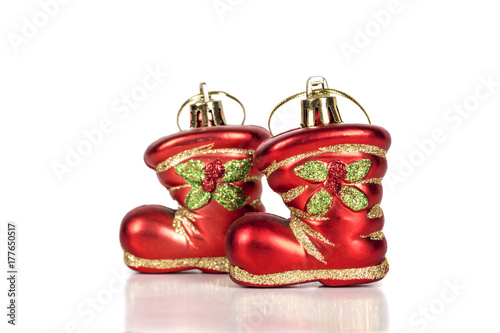 Two boots toys isolated on the white background.
