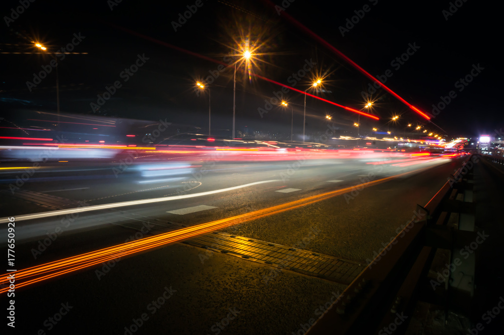 the light trails on the modern building background in moscow russia the light trails on the modern building background in moscow russia