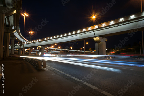 City road viaduct streetscape of night scene