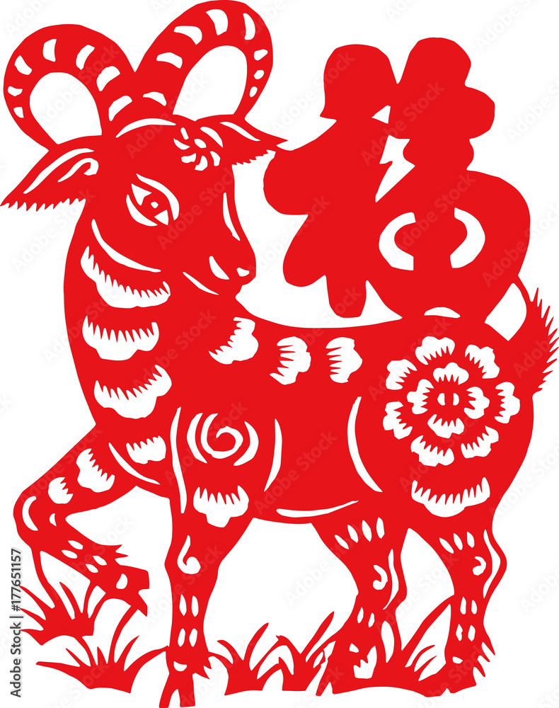 Fototapeta premium Chinese traditional Chinese New Year lucky word stickers