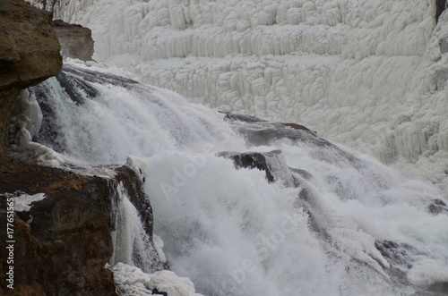                                                                                                     iceland island winter Golden circle Gullfoss waterfall