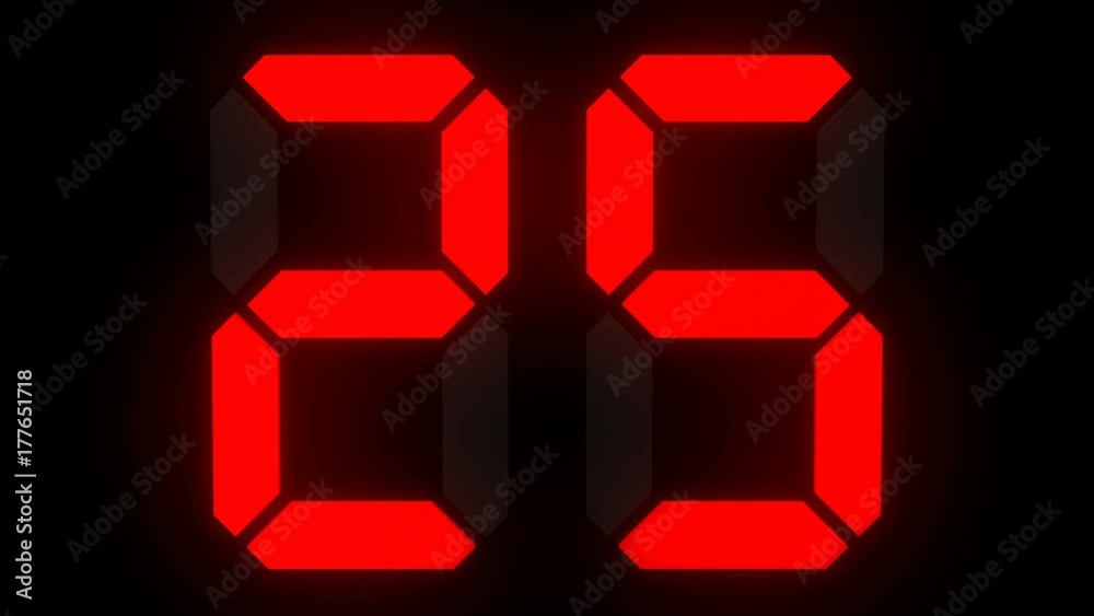 Red sports shot clock countdown from 30. 3D rendering.