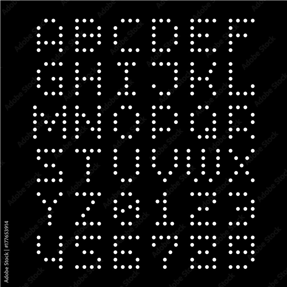Dotted font. Letters with dots. Dotted font. Letters with dots.