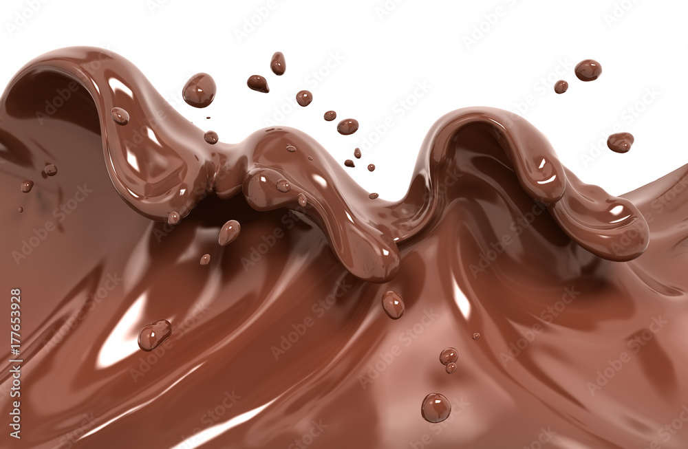 Splash chocolate 3d rendering - obrazy, fototapety, plakaty 
