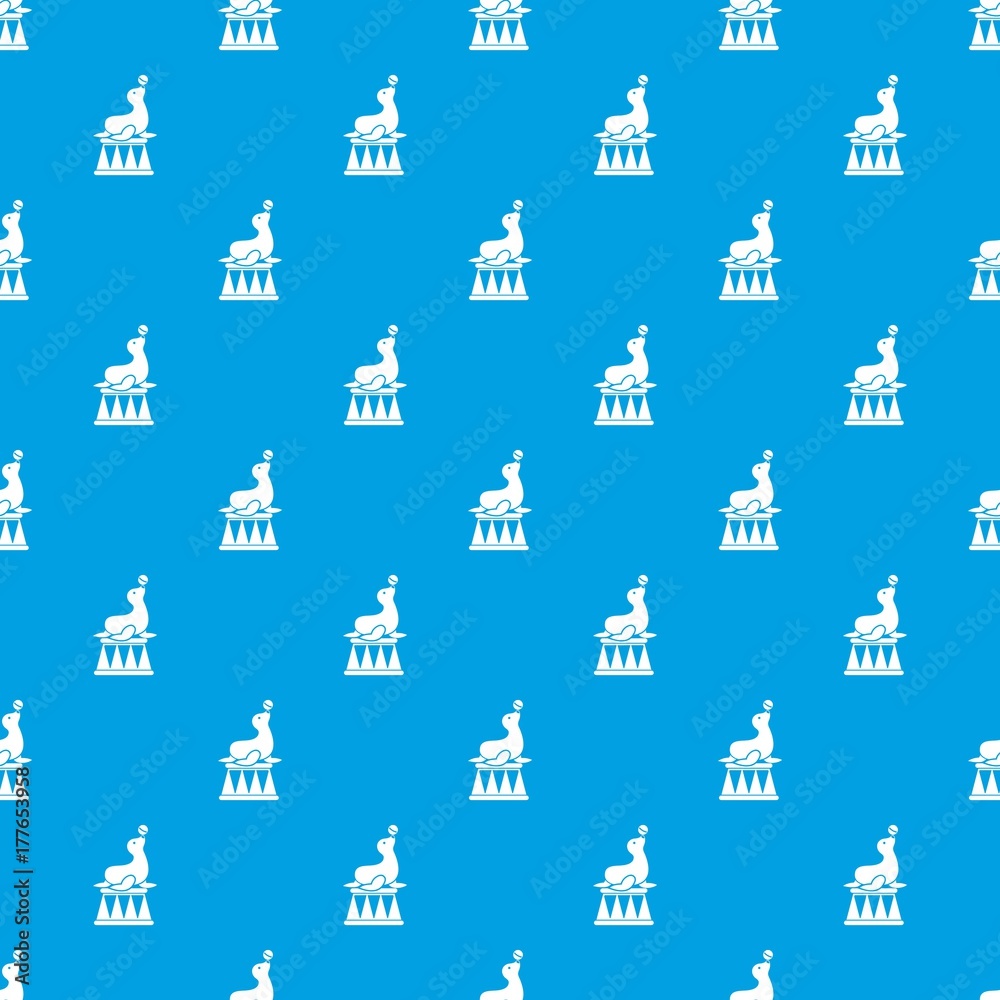 Circus seal with a ball pattern seamless blue Circus seal with a ball pattern seamless blue