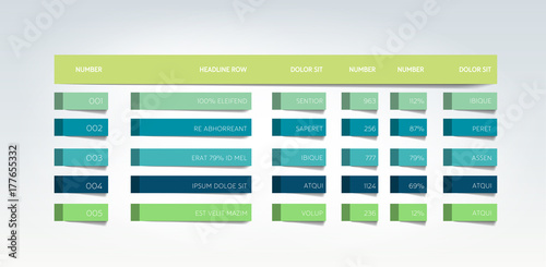 Table, schedule, tab, planner, infographic design template. Vector.