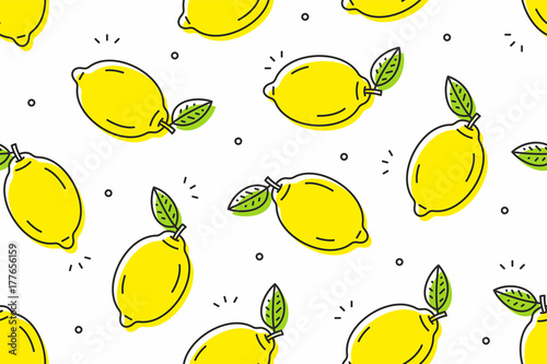  Lemons seamless pattern. Vector illustration