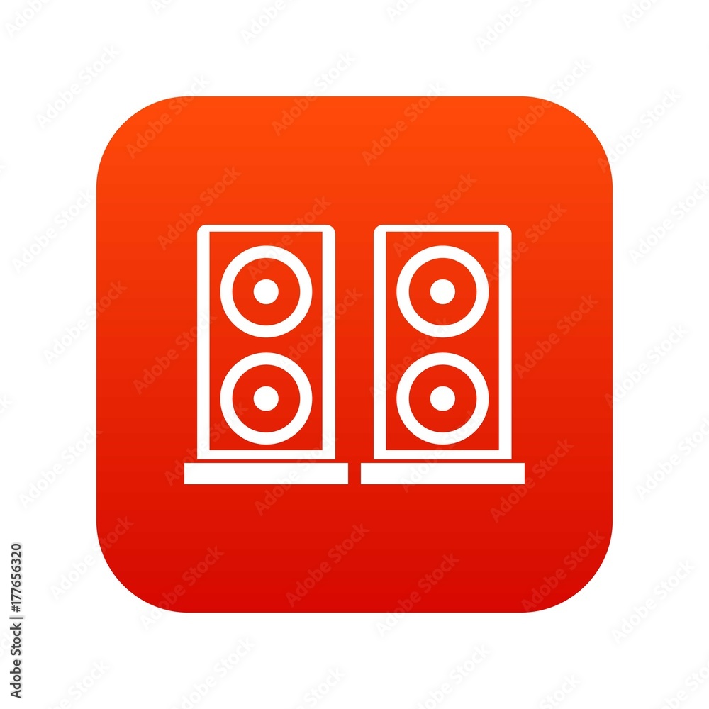 Music speakers icon digital red