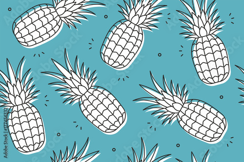 Pineapple seamless pattern. Vector illustration