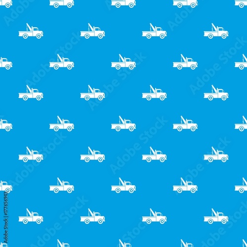 Car towing truck pattern seamless blue
