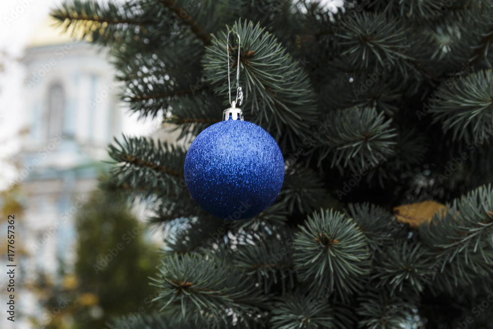 Crystal ball on a Christmas tree. Crystal ball on a Christmas tree.