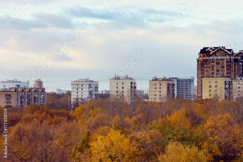 autumn city, view from the height
