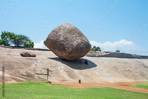 Krishna's Butterball, a popular tourist attraction in Mahabalipuram, Tamil Nadu, India