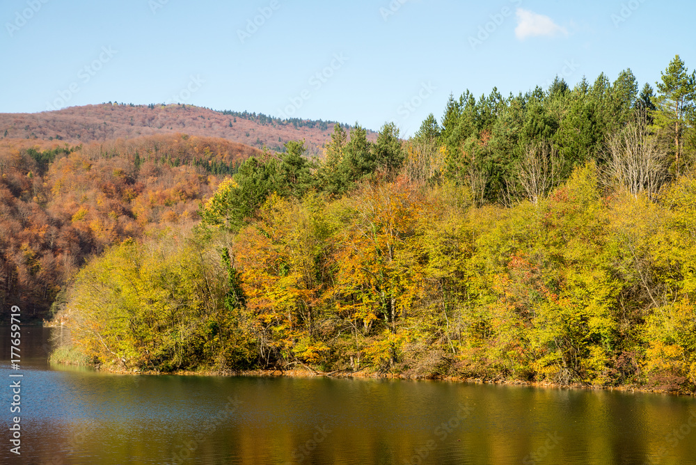 Scenic Plitvice national park in Croatia during autumn time