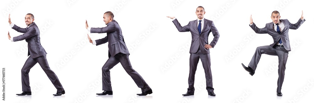 Businessman in various poses isolated on white Businessman in various poses isolated on white