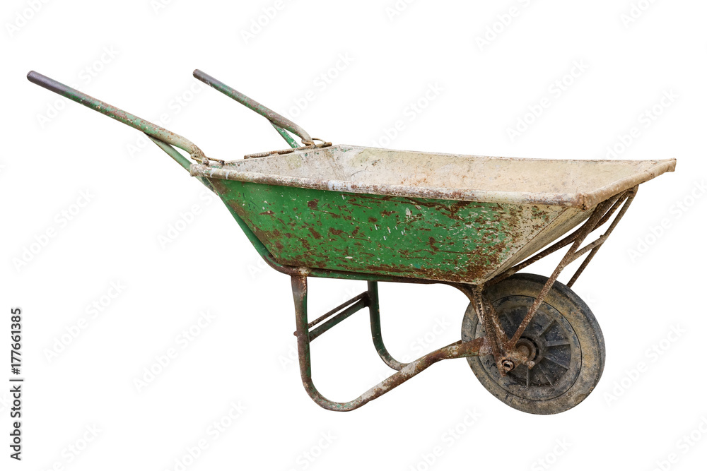 WheEmpty elbarrow for cement isolated on white with clipping path WheEmpty elbarrow for cement isolated on white with clipping path