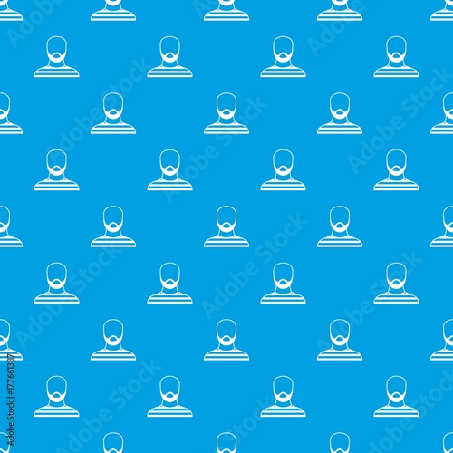 Bearded man in prison garb pattern seamless blue