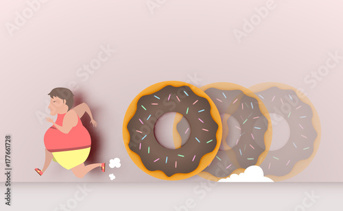 Fat man runaway from donut