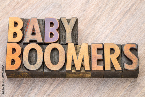Baby boomers word abstract in wood type photo