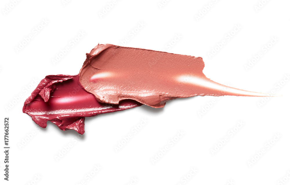 Smudged lipsticks isolated on white background Smudged lipsticks isolated on white background