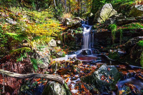 Small waterfall in the Hoegne Valley in autumn, Belgian Ardennes, Belgium photo