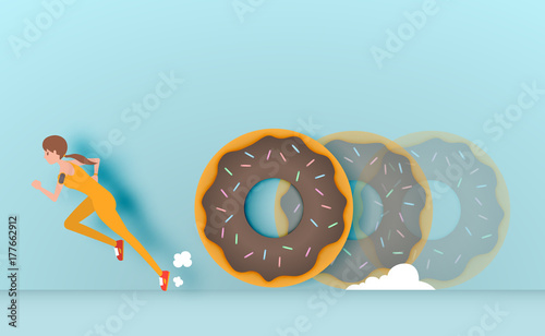 Sport girl runaway from donut