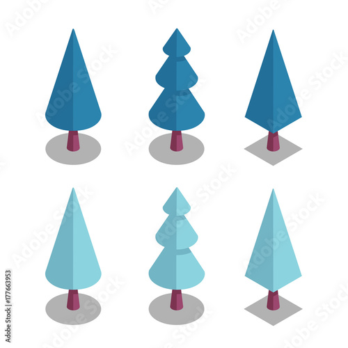 Different Christmas tree set. vector illustration isolated on white background