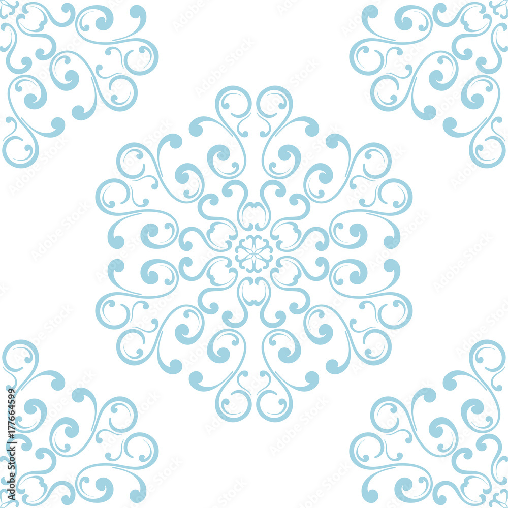 Blue floral seamless pattern on white background Blue floral seamless pattern on white background