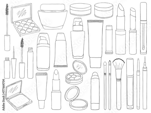Doodle makeup cosmetic woman beauty products set