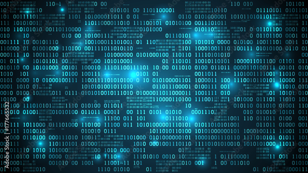 Abstract futuristic cyberspace with binary code, matrix background with digits, well organized layers