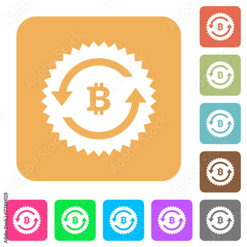 Bitcoin pay back guarantee sticker rounded square flat icons