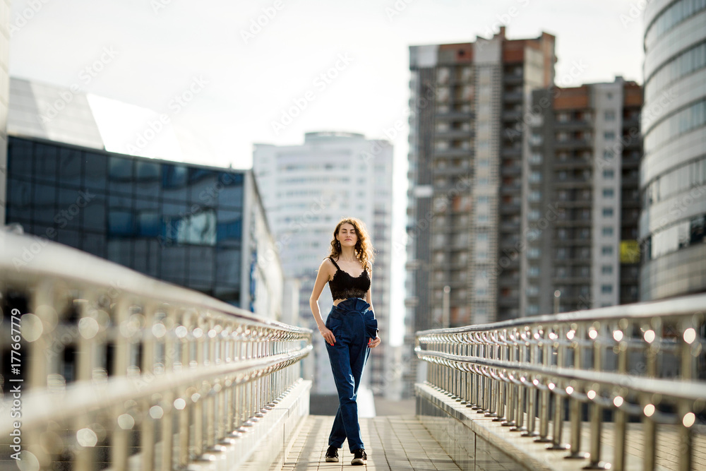 A portrait of a beautiful Caucasian woman outdoor