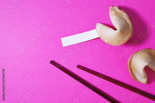 fortune cookies in pink background
