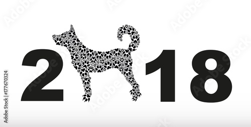 Symbol of 2018 year. Silhouette of a dog.