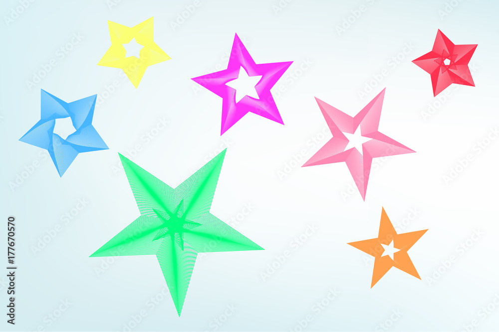 Fototapeta premium Various stars line art vector