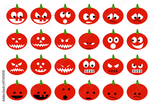 Zucche di Halloween set di icone varie espressioni